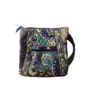 Vera Bradley Small Tote Mod Floral Purple Teal HEATHER Handbag Purse - Retired